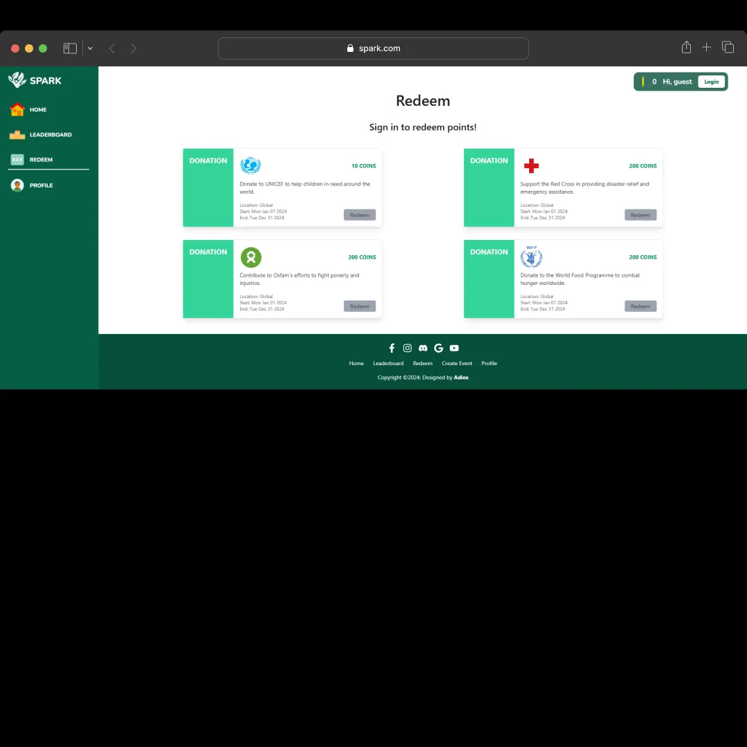 Redeem Page